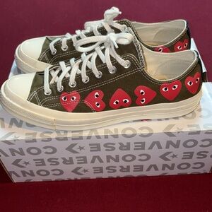 Comme des Garcons Green and White Sneakers